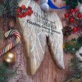 Vintage Wood Old Fashioned Angel Wing Memorial Christmas Tree Ornament