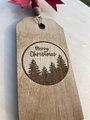 Personalized Stained Wooden Christmas Gift Tag - Tree Landscape
