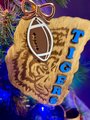 Wood Custom Engraved Tigers Christmas Holiday Ornament with football