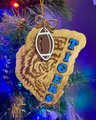 Wood Custom Engraved Tigers Christmas Holiday Ornament with football