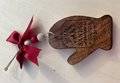 Santa’s Workshop Mitten Ornament – Rustic Wooden Christmas w/ Engraved North Pole Design, Red Bow & Beaded Hanger | Farmhouse Holiday Décor