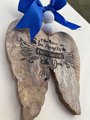 Vintage Wood Old Fashioned Angel Wing Memorial Christmas Tree Ornament