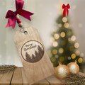 Personalized Stained Wooden Christmas Gift Tag - Tree Landscape