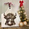 Wooden Cow Tag with cute Cow sticking out his tongue gift tag