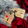 Wood Funny Food Valentine Keychains Waffle Donut Jam Latte