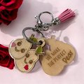 Wood Funny Food Valentine Keychains Waffle Donut Jam Latte