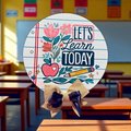 Floral Teacher Door Sign - “Let’s Learn Today” Classroom Decor | Back to School Gift | Teacher Appreciation | Apple & Pencil Design