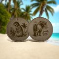 Round Faux Leather Coaster Set with Engraved Custom Beach Themed Animals, Custom Coasters - Custom Gifts, Engraved Beach Coasters