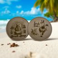 Round Faux Leather Coaster Set with Engraved Custom Beach Themed Animals, Custom Coasters - Custom Gifts, Engraved Beach Coasters