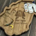 West Virginia State Shape Bamboo Catchall Tray, Jewelry Tray, Coal Miner