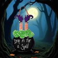 Drop In For A Spell Door Hanger – Halloween Witch Cauldron Sign with Witch Feet – Spooky Front Door Décor – Handmade Halloween Decoration