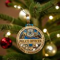 Police Officer Christmas Ornament – Hand-Painted Wooden Thin Blue Line Ornament | Law Enforcement Gift | Police Appreciation Decor