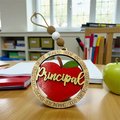 Principal Christmas Ornament – Hand-Painted Wooden Apple Ornament for School Administrators | Teacher & Principal Appreciation Gift