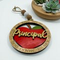 Principal Christmas Ornament – Hand-Painted Wooden Apple Ornament for School Administrators | Teacher & Principal Appreciation Gift