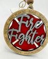 Hand-Painted Firefighter Ornament – Wooden Maltese Cross, First Responder Gift