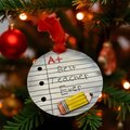 Best Teacher Ever Christmas Ornament – Hand-Painted Wooden Teacher Ornament with Pencil Design | Teacher Appreciation or End-of-Year Gift