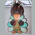 Hand-Painted Turkey Door Hanger – Rustic Thanksgiving Decor