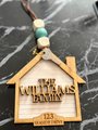 Personalized New Home Ornament – Custom Family Name Wooden House Ornament with Key & Beaded Hanger | First Home Gift | Housewarming Keepsake