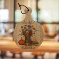 Thankful Grateful Blessed Mini Cutting Board – Fall Floral Boot Design, Rustic Bamboo Kitchen Decor, Thanksgiving Gift