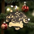 Dog Line Art Ornament – Wooden Dog Lover Christmas Ornament with Beads and Bone Detail | Handmade Pet Memorial or Gift