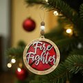 Hand-Painted Firefighter Ornament – Wooden Maltese Cross, First Responder Gift