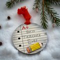 Best Teacher Ever Christmas Ornament – Hand-Painted Wooden Teacher Ornament with Pencil Design | Teacher Appreciation or End-of-Year Gift