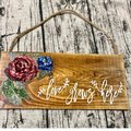 Love Grows Here Raised Flower Wood Hanging Sign