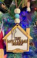 Personalized New Home Ornament – Custom Family Name Wooden House Ornament with Key & Beaded Hanger | First Home Gift | Housewarming Keepsake