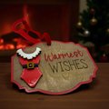 Warmest Wishes Ornament – Christmas Ornament with Santa Dress Design, Cute Holiday Decor, Fun Christmas Gift Tag, Red & Wood Ornament