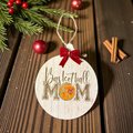 Basketball Mom Ornament – Rustic MDF Sports Mom Christmas Ornament with Bow, Basketball Gift for Moms, Handmade Team Mom Tree Decor