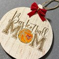 Basketball Mom Ornament – Rustic MDF Sports Mom Christmas Ornament with Bow, Basketball Gift for Moms, Handmade Team Mom Tree Decor