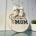 Baseball Mom Ornament – Rustic MDF Baseball Christmas Ornament with Bow, Sports Mom Gift, Team Mom Tree Decor, Handmade Baseball Gift