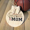 Baseball Mom Ornament – Rustic MDF Baseball Christmas Ornament with Bow, Sports Mom Gift, Team Mom Tree Decor, Handmade Baseball Gift