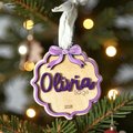 Personalized Name Christmas Ornament – Custom Baby Ornament w/ Bow First Christmas Gift – Custom Tree Decoration – Kids Name Ornament 2025