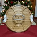 Round Charcuterie Tray w/Lid | Bamboo Serving Platter with Clear Locking Cover | Personalized Cheese & Meat Board | Party Entertaining Tray