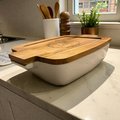 Ceramic Casserole Dish with Engraved Wooden Lid | Rustic Baking Dish | Scripture Casserole Dish | Housewarming & Wedding Gift