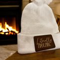 Literally Freezing Beanie Hat with Leather Patch | Cozy Pom Pom Winter Hat | Funny Cold Weather Beanie | Unisex Knit Hat Gift