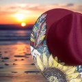 Hand Painted Fedora Hat | Burgundy Boho Sunflower & Feather Hat | Custom Western Fedora | Women’s Artistic Felt Hat