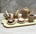 Personalized Wooden Tea Party Set for Kids | Custom Name Tea Tray | Montessori Pretend Play Toy | Wooden Tea Set Gift for Toddlers