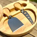 Personalized Engraved Cheese Board with Tools | Round Charcuterie Board Tray | Bamboo Cheese Board Gift | Housewarming Serving Board