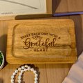 Engraved Wooden Tray | “Start Each Day with a Grateful Heart” | Rustic Wood Catchall Tray | Inspirational Home Decor Gift