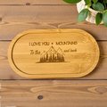 Engraved Bamboo Tray | “I Love You Mountains to the Moon and Back” | Mountain Decor Tray | Rustic Wood Catchall Gift