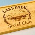 Personalized Bamboo Charcuterie Board Engraved with Lake Scene | Custom Social Club Serving Tray | Rustic Cheese Board | Housewarming Gift