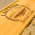 Personalized Bamboo Charcuterie Board Engraved with Lake Scene | Custom Social Club Serving Tray | Rustic Cheese Board | Housewarming Gift