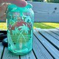 Sun Salt Sand Glass Can Cup | Beach Vibes Glass Tumbler with Straw | Summer Iced Coffee Cup | Tropical Drinkware | Coastal Gift