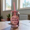 Let Me Overthink This Glass Can Cup | Funny Quote Glass Tumbler with Straw | Aesthetic Iced Coffee Cup | Gift for Overthinkers