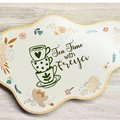 Personalized Wood & Silicone Tea Party Set for Kids | Custom Name Tea Tray | Montessori Pretend Play Toy | Wooden Tea Set Gift for Girls