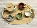 Personalized Wooden & Silicone Kids Tea Set | Custom Name Tea Tray | Montessori Pretend Play Toy | Sensory Tea Party Gift for Toddlers