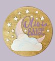 Custom Baby Name Sign | Hand Painted Nursery Wall Decor | Moon & Stars Baby Room Sign | Personalized Baby Name Plaque | Nursery Decor