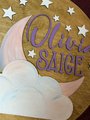 Custom Baby Name Sign | Hand Painted Nursery Wall Decor | Moon & Stars Baby Room Sign | Personalized Baby Name Plaque | Nursery Decor